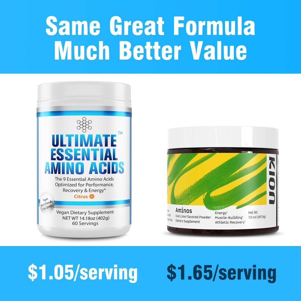 Glass with Ultimate Essential Amino Acids citrus solution dissolving clearly