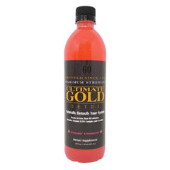 Ultimate Gold Detox Drink 20oz bottle with Screamin' Strawberry, ready for a refreshing cleanse.
