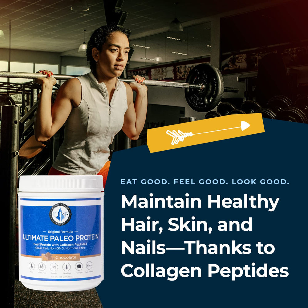 Ultimate Paleo Protein nutrition label, emphasizing gluten-free and keto-friendly attributes