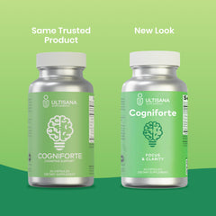 Ultisana Cogniforte pouring capsules illustrates simple daily dosing.