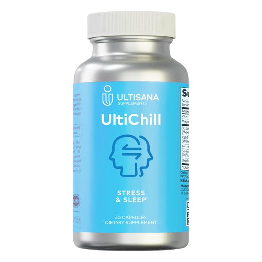 Ultisana UltiChill bottle and capsules for everyday mood support and calm.