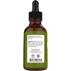 Ultra6 Nutrition hemp oil label close-up for informed wellness choices.