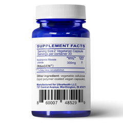 UltraHealth NR liposomal coated formulation bottle highlights improved bioavailability.