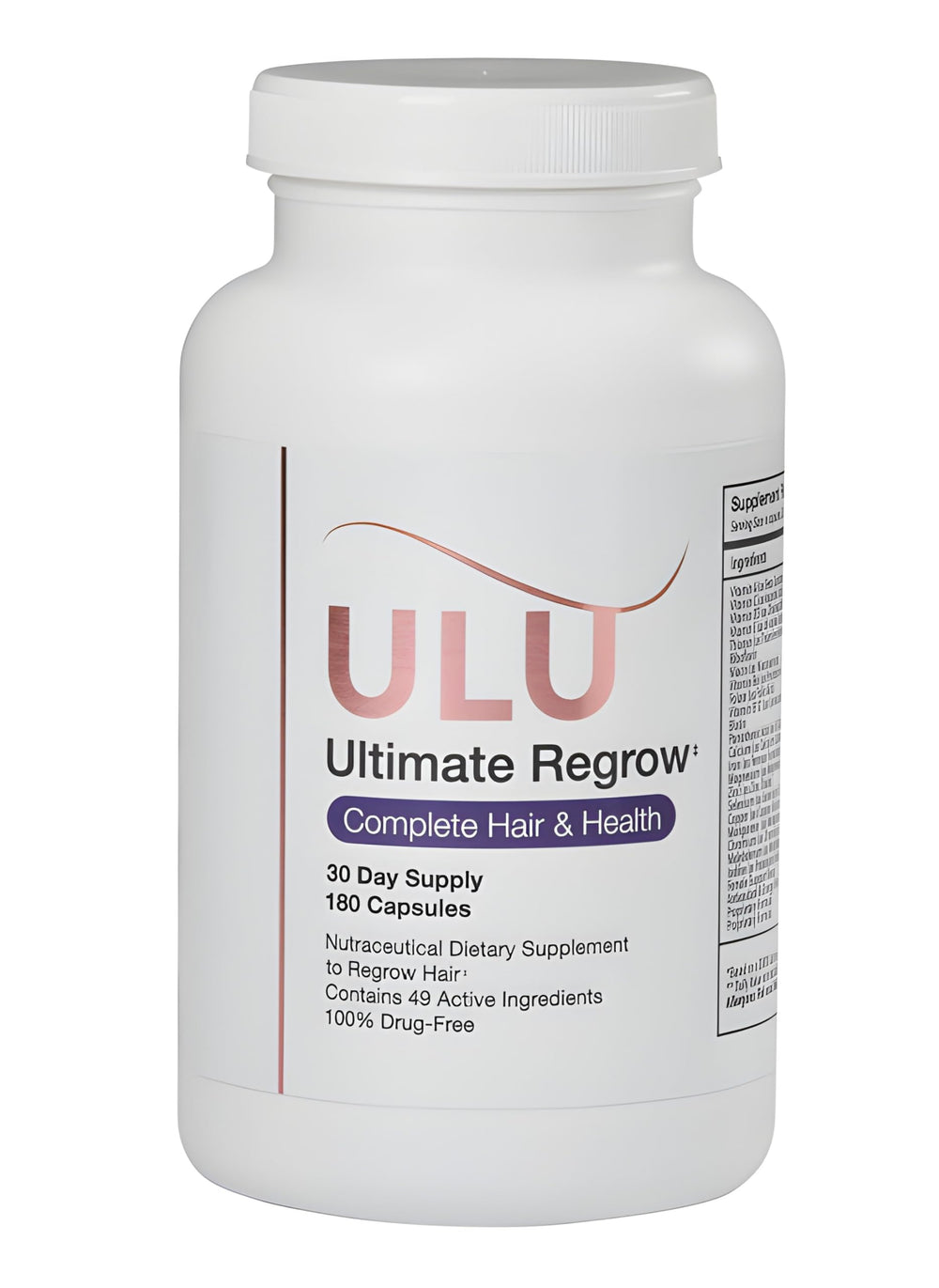 ULULIFE Ultimate Regrow bottle closeup with branding and hair care focus