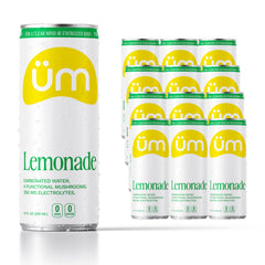 üm Lemonade sparkling water can for refreshing hydration with mushroom blend.