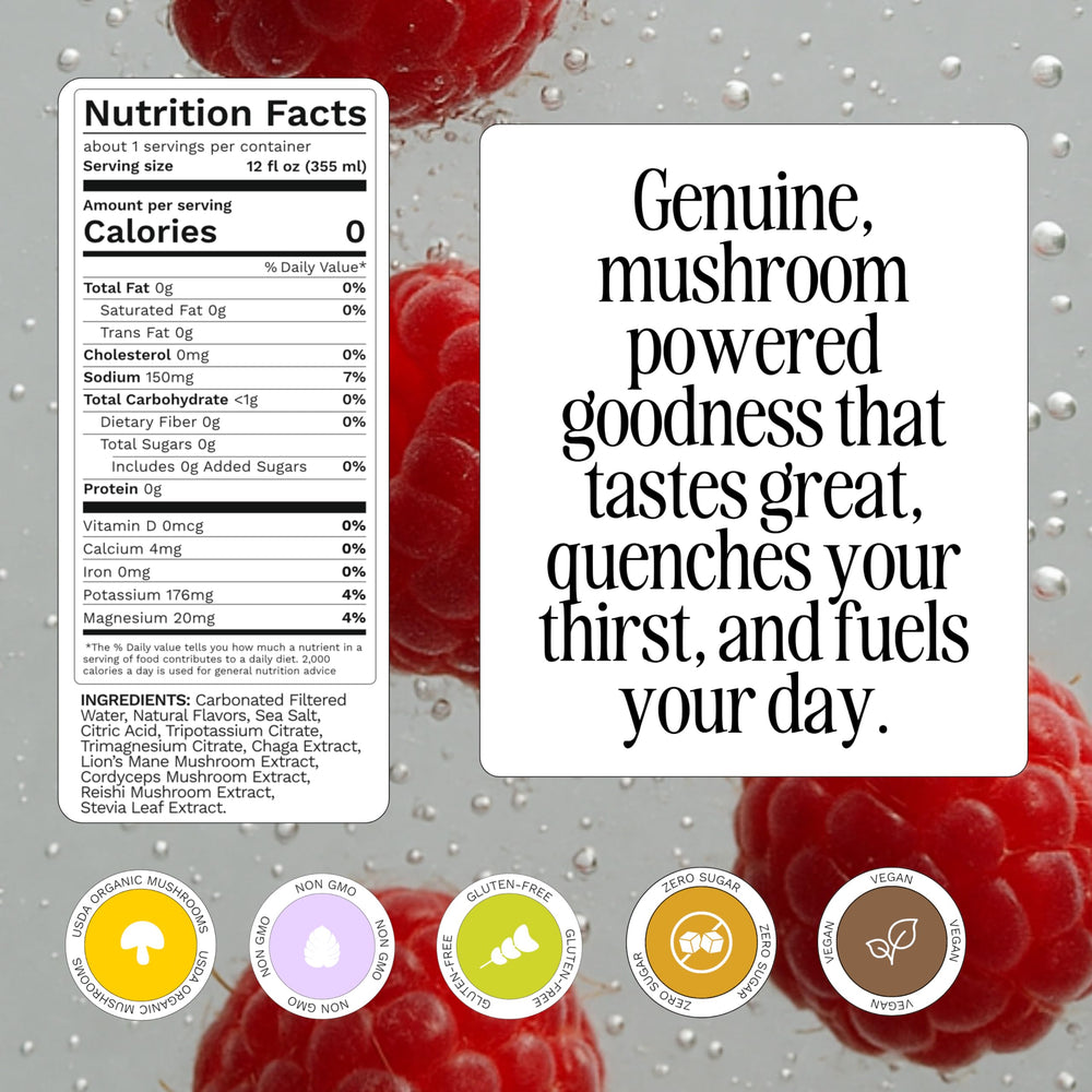 UM Raspberry pack of cans emphasizing zero sugar and caffeine-free hydration