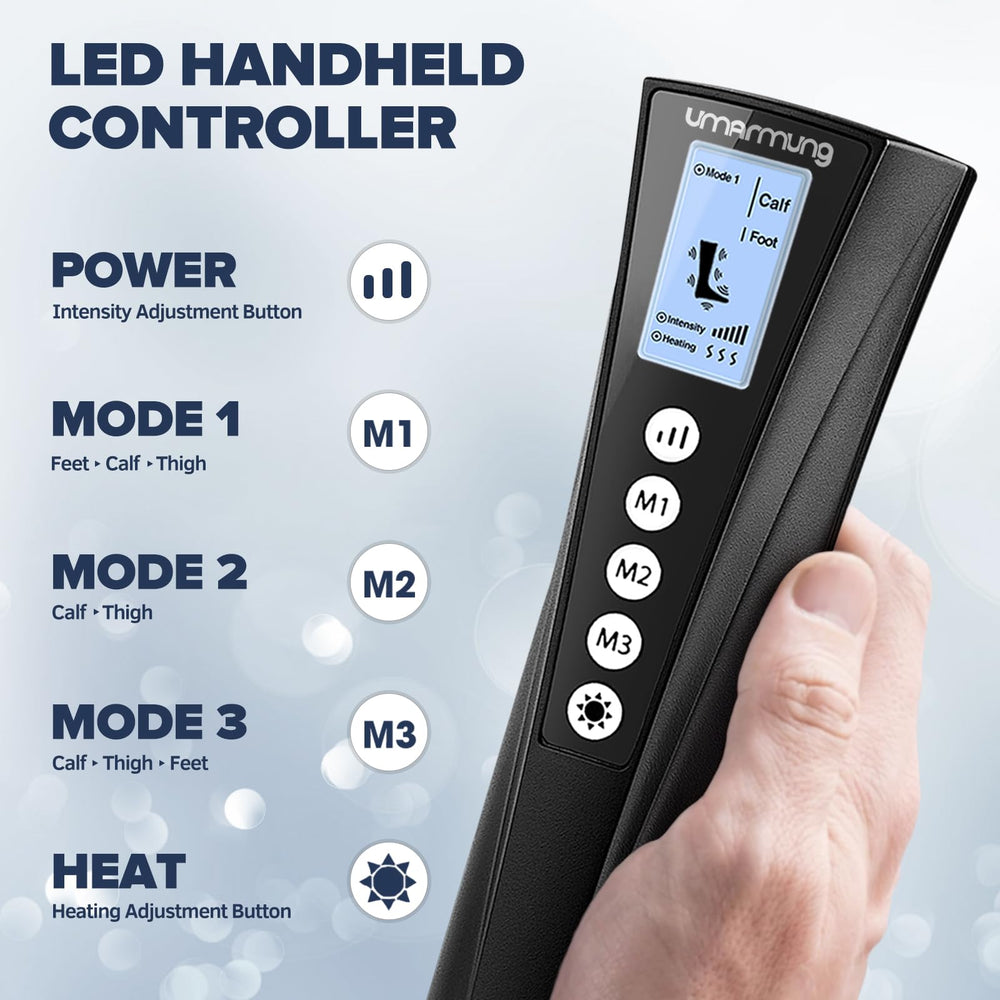 UMARMUNG massager control panel showing adjustable settings for personalized comfort