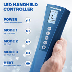 UMARMUNG massager in use on leg for soothing compression therapy after activity