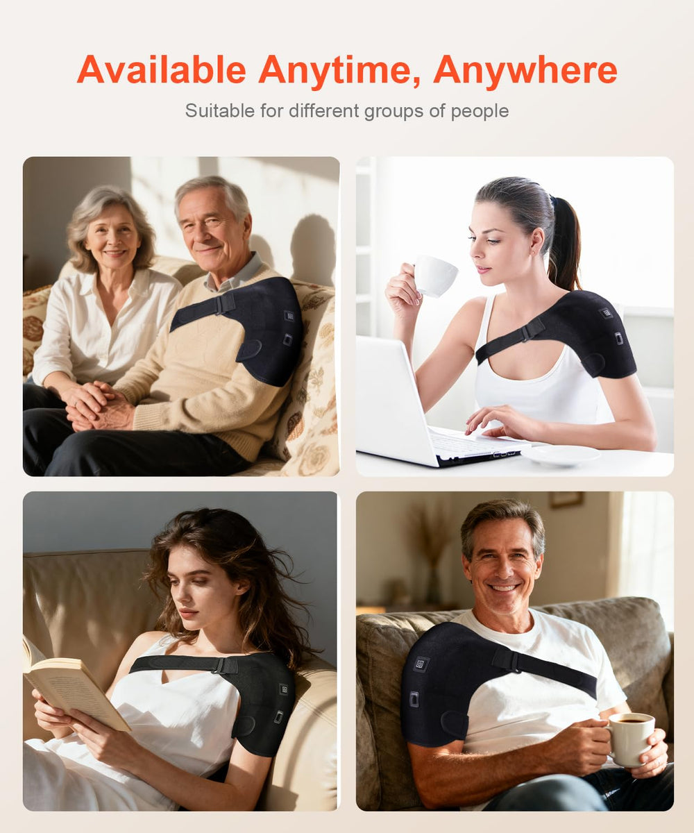 UMEBEAM low-profile shoulder wrap designed for discreet warmth