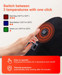 UMEBEAM shoulder heating pad showing left-right compatibility with secure fit