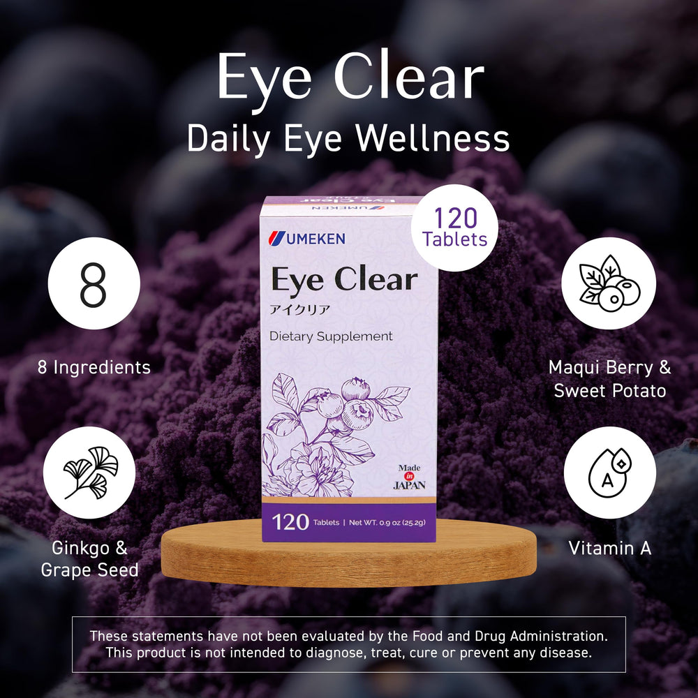 Umeken Eye Clear tablets arranged for easy daily use