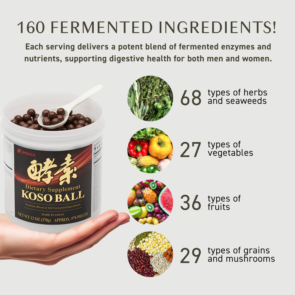 Umeken Koso Ball Brazilian ingredients showcase diverse plant-based nutrients.