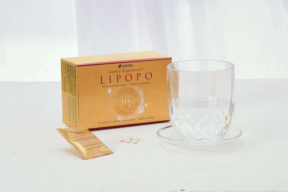 Umeken Lipopo box front showing 90 packets for a three-month supply.