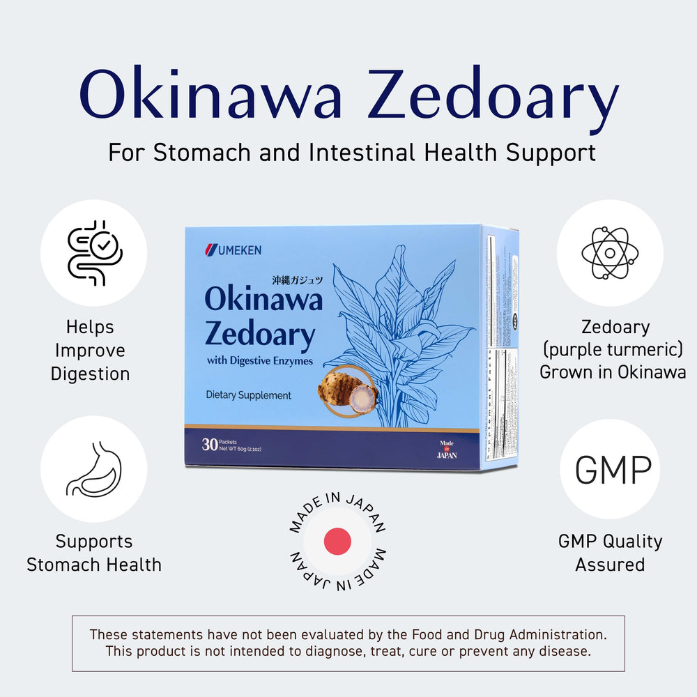 Umeken Okinawa Zedoary tablets with digestive enzymes highlight a convenient post-meal option.