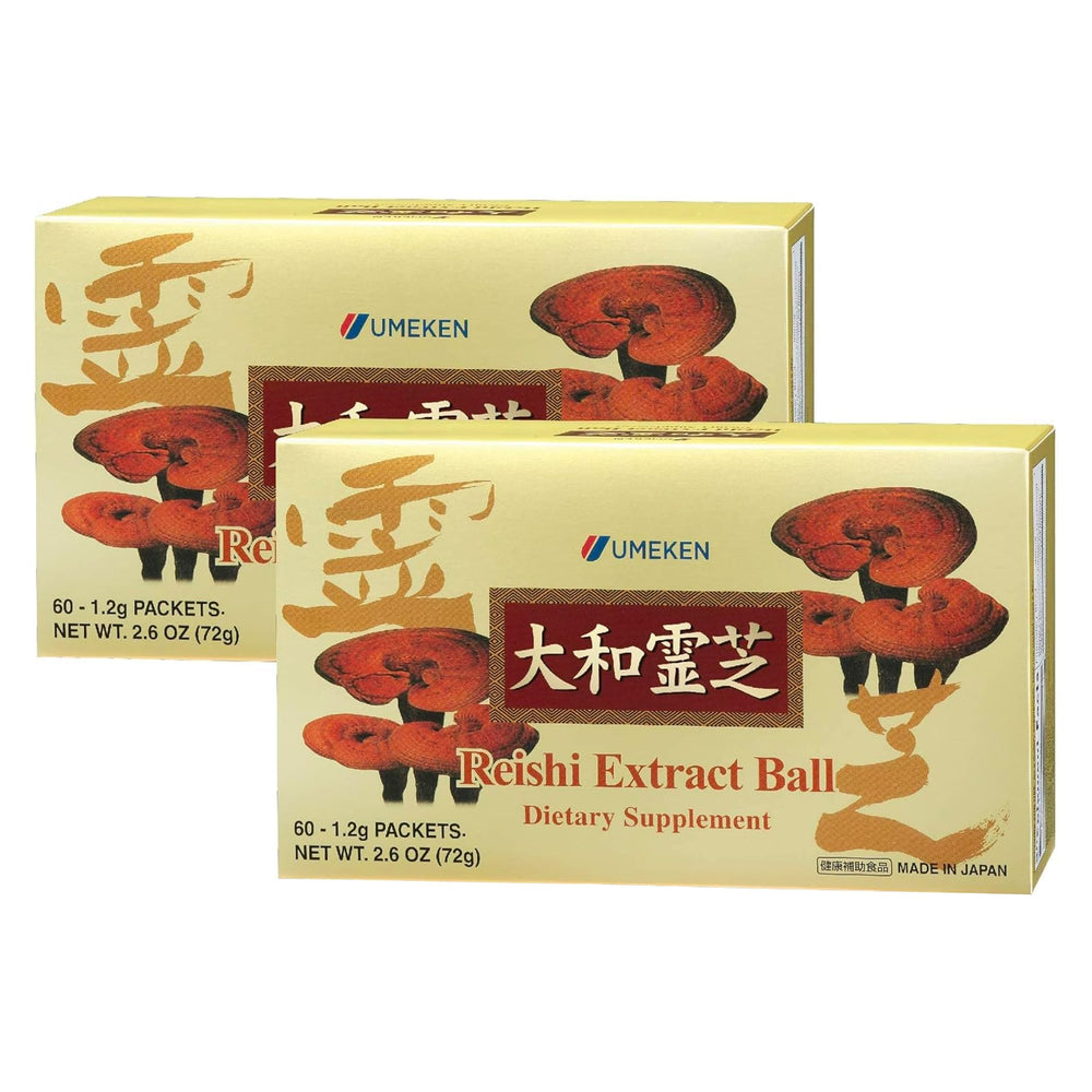 Umeken Reishi balls packaging for convenient daily use.