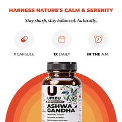 Packaging view of UMZU Ashwagandha Prolanza box and bottle on desk.