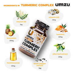 UMZU Bromelain Boswellia blend label highlights anti-inflammatory support.