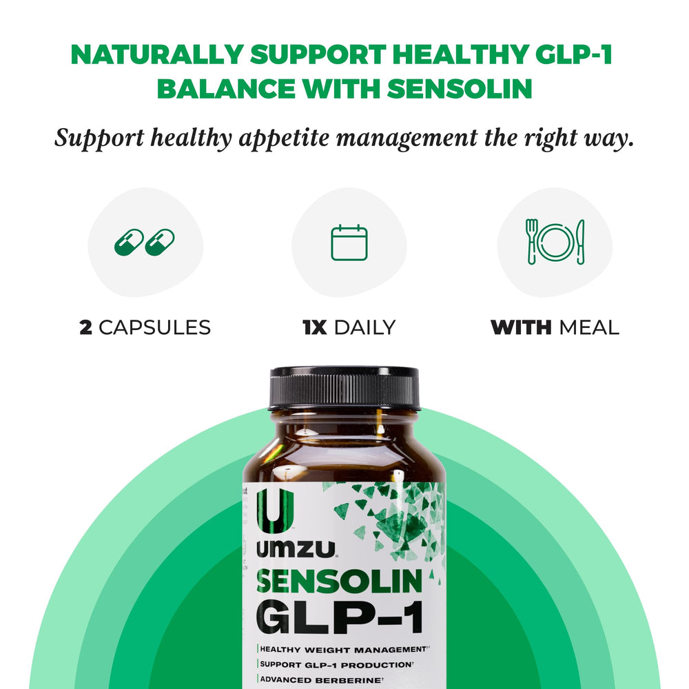 UMZU Sensolin cinnamon stick beside capsules signaling flavor and metabolic balance potential.