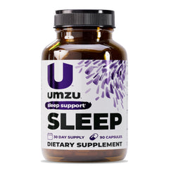 UMZU Sleep bottle closeup highlights melatonin-free formula for calm nights