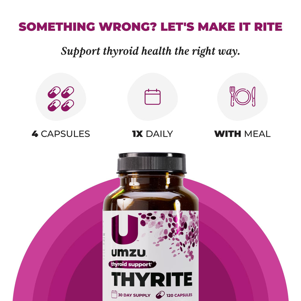 UMZU Thyrite ingredients list highlighting magnesium zinc iodine selenium