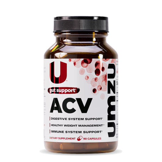 UMZU zuACV bottle front for daily gut health support.