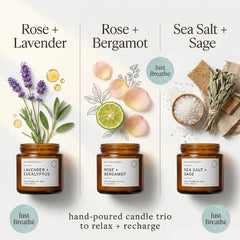 Unboxme Lavender candle in clear jar provides calming ambiance.