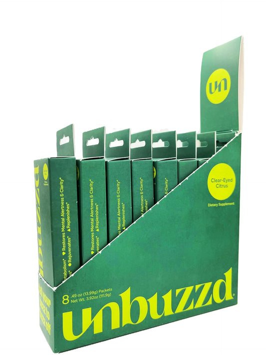 unbuzzd lemon-lime stick pack for quick hydration on the go