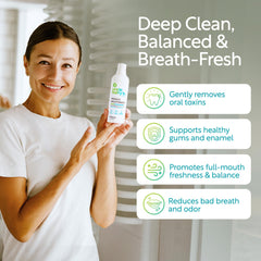 Uncle Harry's Miracle Mouthwash shown as kid-friendly daily use
