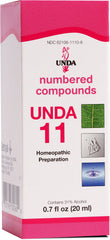 UNDA 11 Numbered Compounds bottle close-up highlighting pure biodynamic ingredients for gentle support