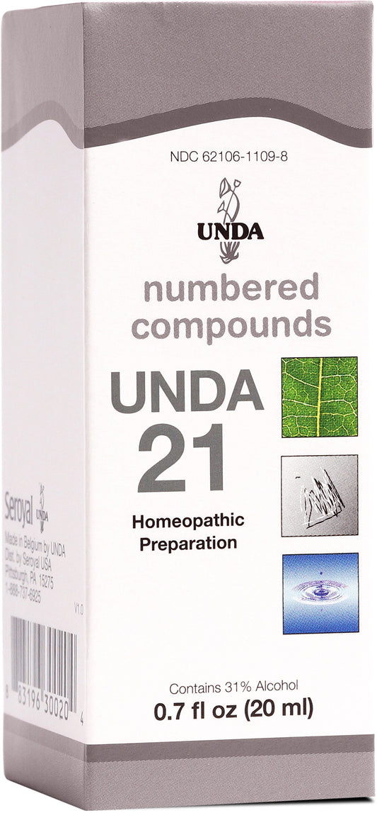 UNDA 21 Numbered Compounds bottle, potential immune and vitality support