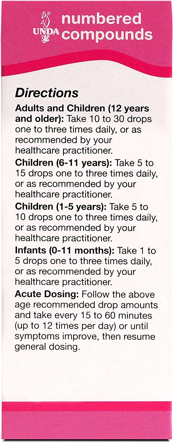 UNDA 600 Numbered Compounds drops inside bottle for traditional practice routines