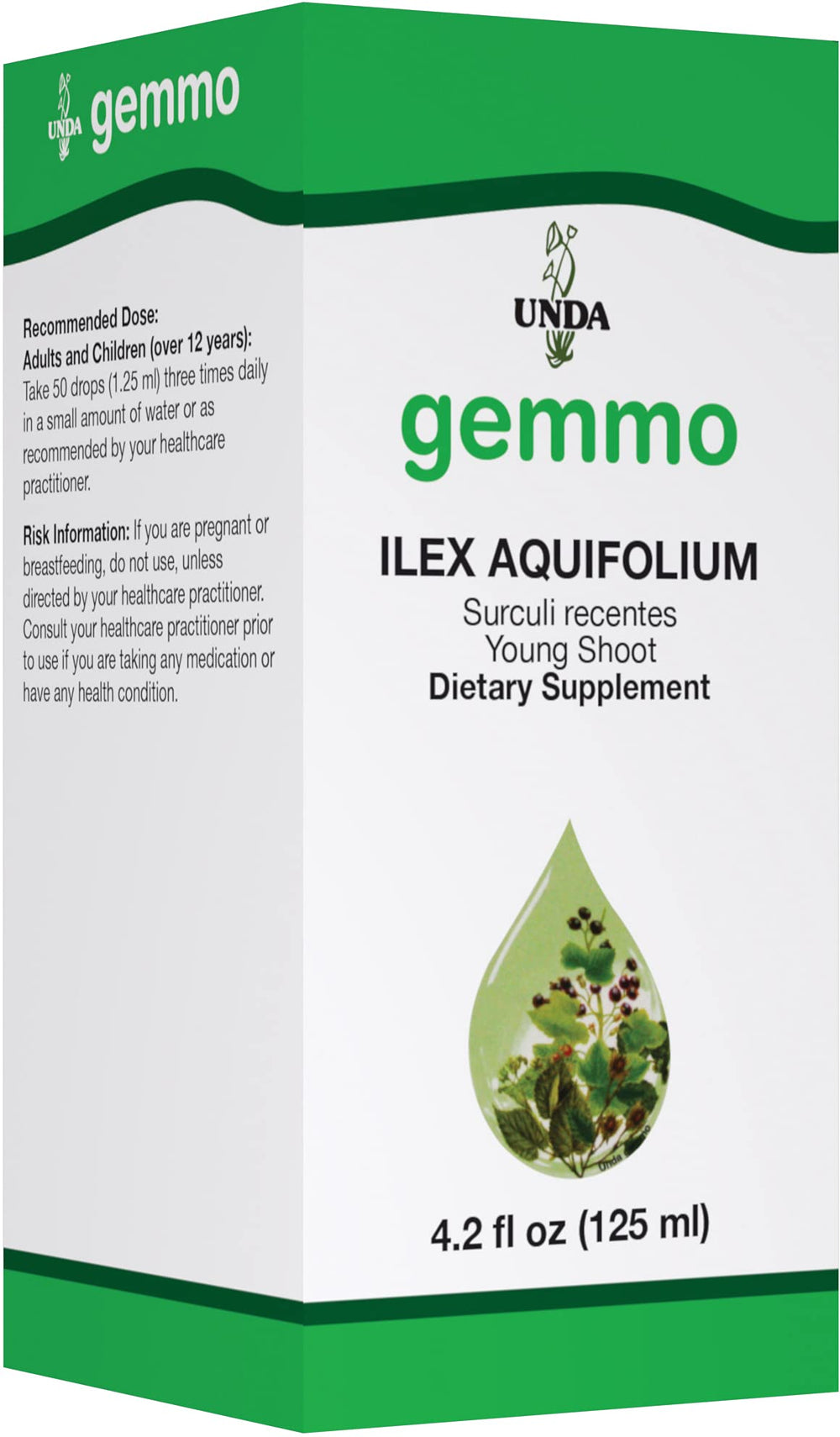 UNDA Gemmo Therapy Ilex Aquifolium bottle for daily holistic wellness routines.