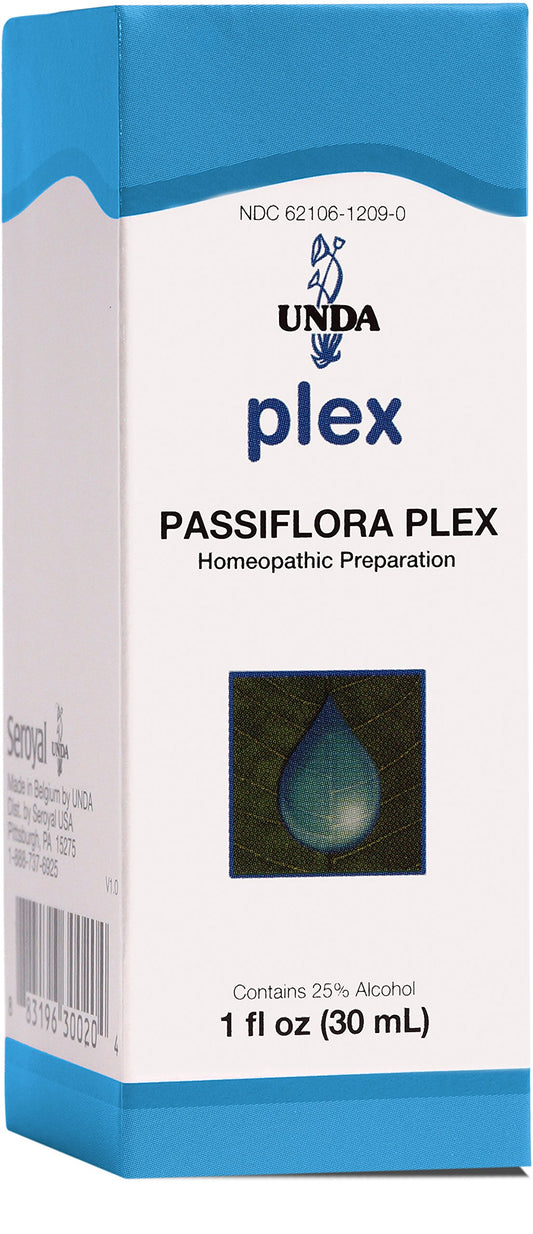 UNDA Passiflora Plex bottle front view, signaling sleep support
