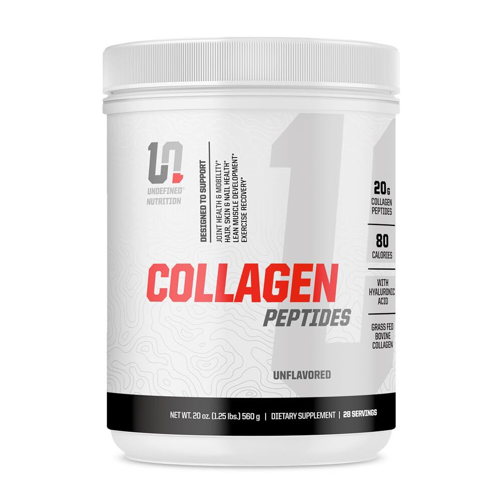 Undefined Nutrition Collagen Peptides unflavored tub for easy daily use and neutral mixing.