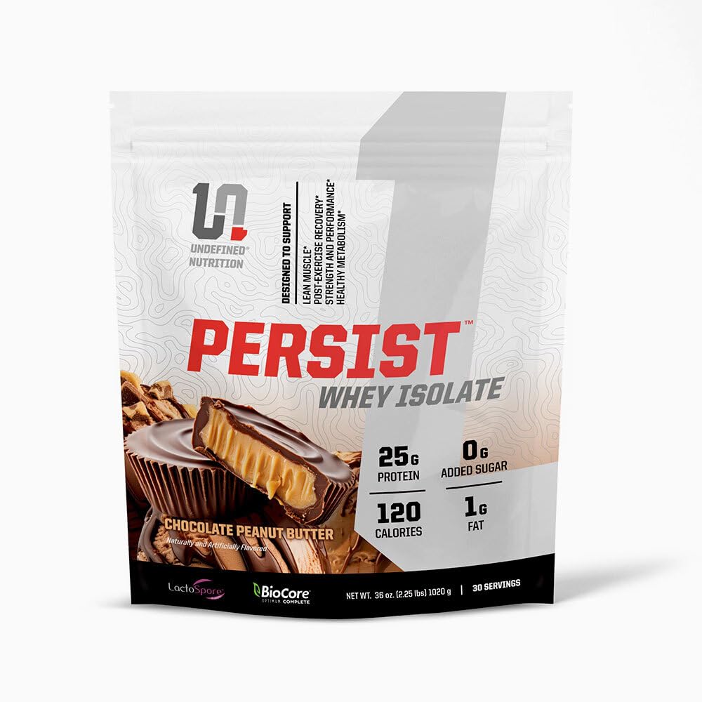 Undefined Nutrition Persist Whey Isolate bottle highlighting high protein support for post workout recovery