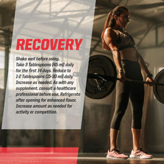 Undefined Nutrition Recovery bottle label scene communicates zero calories and gluten-free.