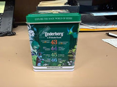 Underberg 12 bottles per tin closeup showing compact packaging