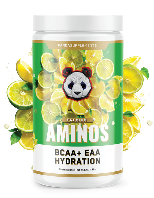 Underground Bio Labs Panda Supps Aminos bottle Lemon Lime for hydration support.