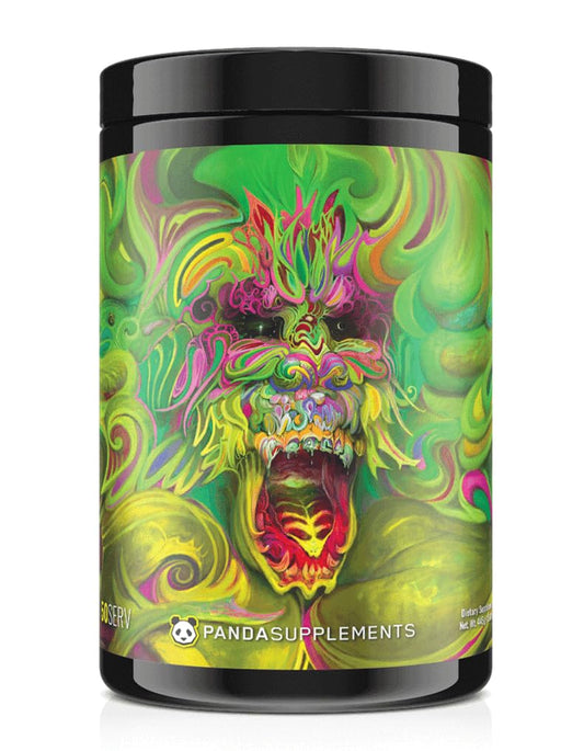 Underground Bio Labs Panda Supps Rampage bottle front shows high-stim formula for intense workouts.