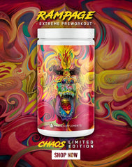 Underground Bio Labs Panda Supps Rampage Chaos serving size reveals 32 oz bottle for extended sessions.