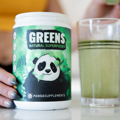 Underground Bio Labs Panda Supps Stevia natural flavor image illustrates sugar-free taste for daily shakes.