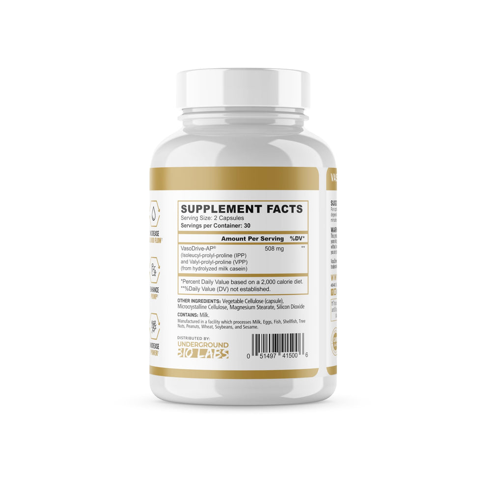 Vasodrive-AP capsules ready for pre-workout use and nitric oxide support.