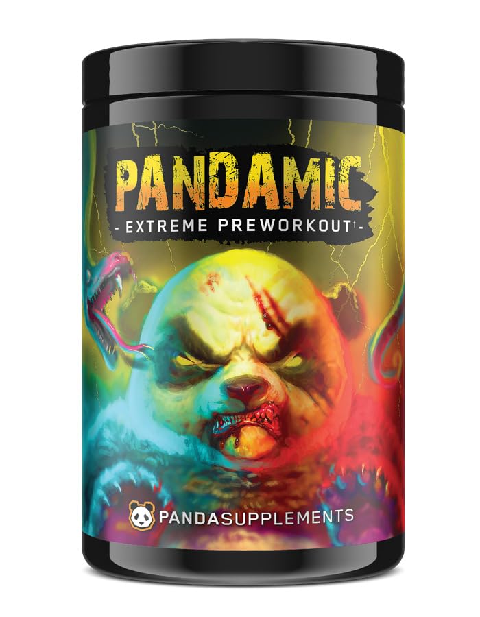 Panda Supps Pandamic Extreme peach flavor jar highlights USA-made GMP production