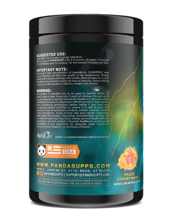 Panda Supps Pandamic Extreme label close-up highlights Alpha GPC for mental clarity