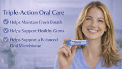 UniqueSmile Probiotics box front showcases 12 strains for comprehensive oral microbiome support.