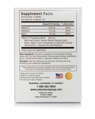 UniScience Group Nitrinol tablets close-up highlighting beetroot extract and nitric oxide boost.
