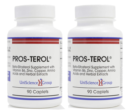 UniScience Pros-TEROL bottle front showing two-month supply for prostate support