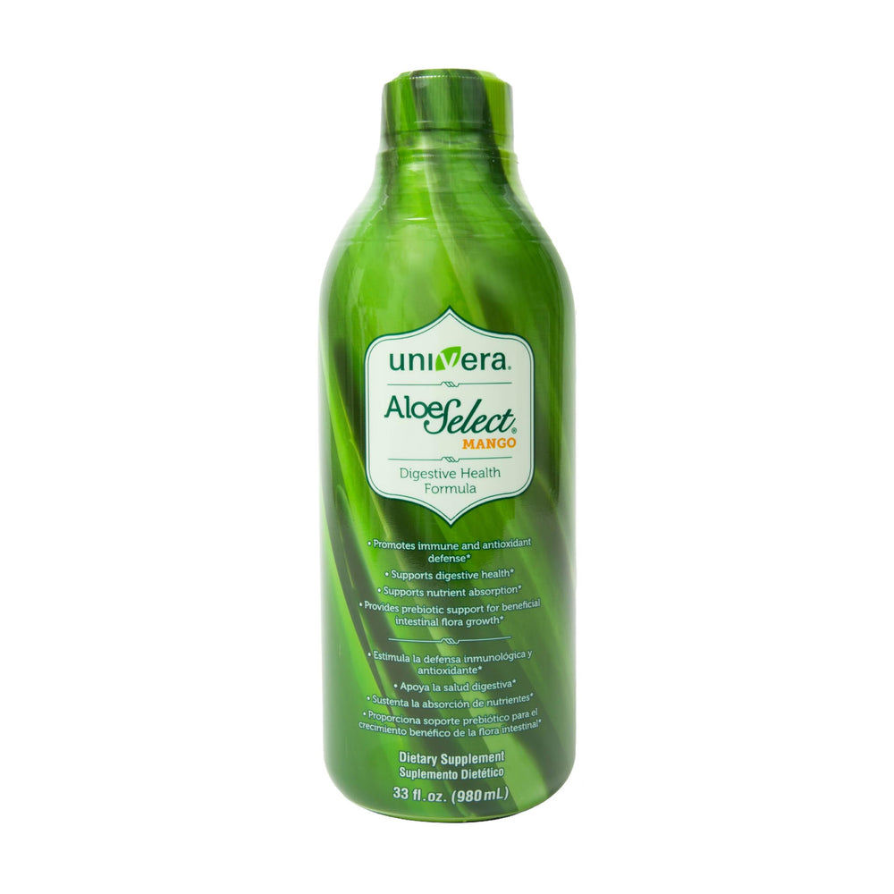 Kitchen scene showing convenient daily use of Univera Aloe Select Mango.