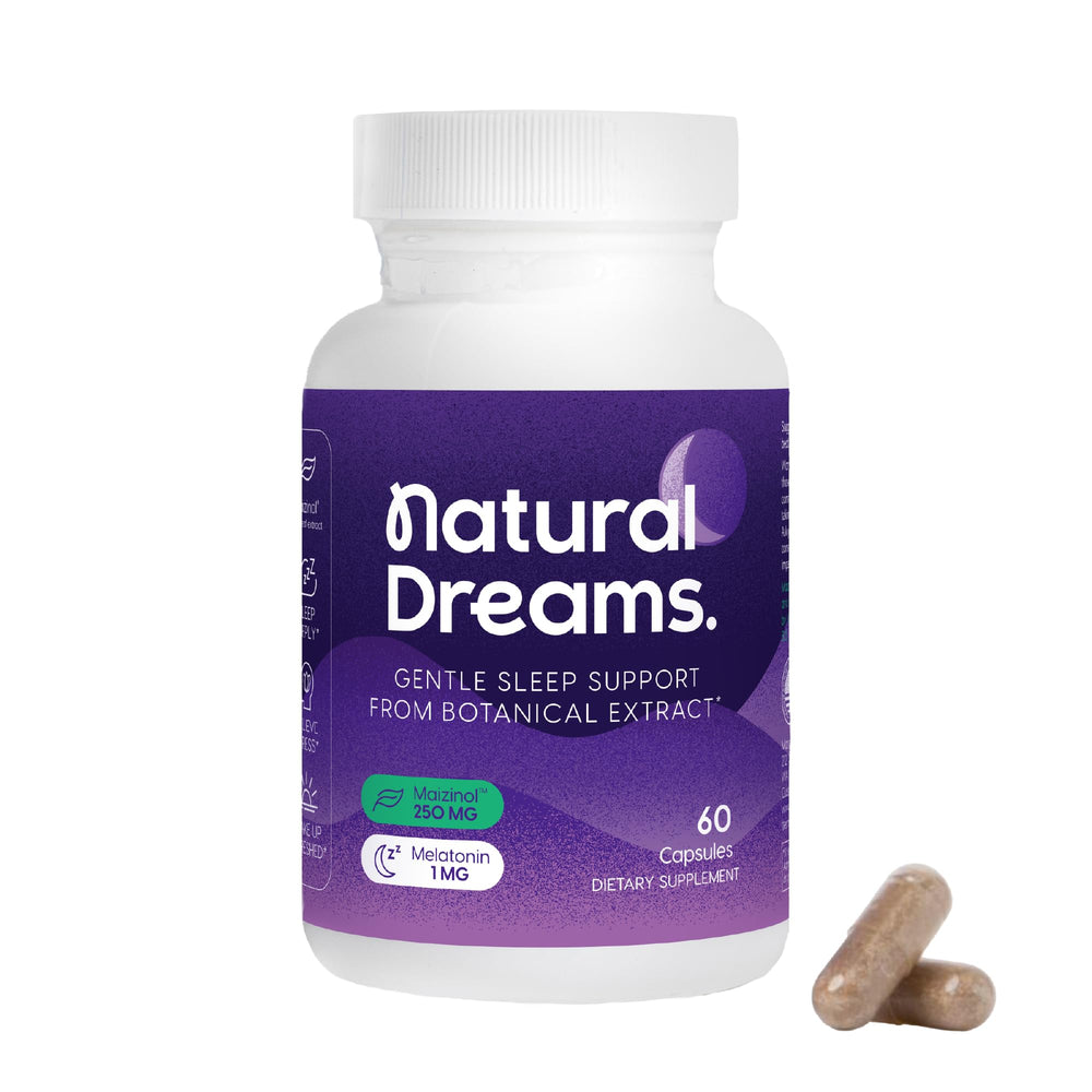 Univera Natural Dreams melatonin bottle promoting gentle sleep support.