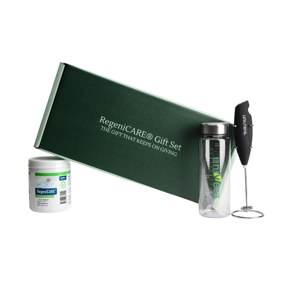 Univera RegeniCARE green apple powder tub for daily joint support.